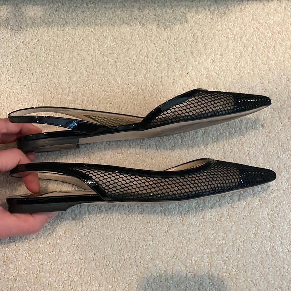 Jimmy Choo Fetto Point Toe Black Patent Leather & Mesh Flat - Picture 9 of 16